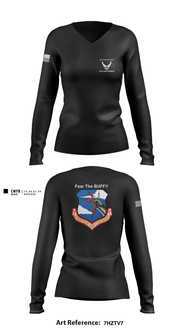 Women's Long Sleeve Vneck Shirt, 11th Bomb Sqadron, Air Force, Teamtime, Team time, sublimation, custom sports apparel, team uniforms, spirit wear, spiritwear, sports uniforms, custom shirts, team store, custom team store, fundraiser sports, apparel fundraiser