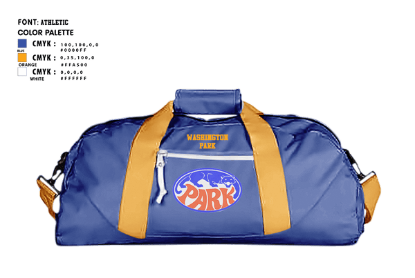 Duffle Bag, Washington Park High School Basketball, Women's Basketball, Teamtime, Team time, sublimation, custom sports apparel, team uniforms, spirit wear, spiritwear, sports uniforms, custom shirts, team store, custom team store, fundraiser sports, apparel fundraiser