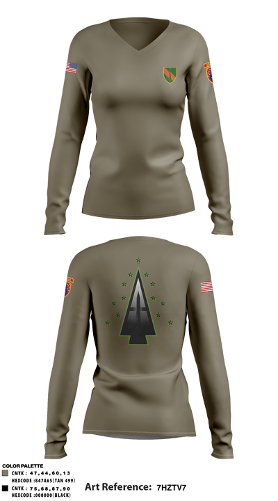 A Co, 1st BN, 4SFAB 88998967 Women's Long Sleeve V-neck Shirt - 64