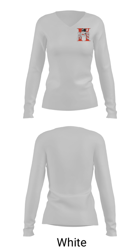 Women's Long Sleeve Vneck Shirt, Hicksville High School Band, Spirit Store, Teamtime, Team time, sublimation, custom sports apparel, team uniforms, spirit wear, spiritwear, sports uniforms, custom shirts, team store, custom team store, fundraiser sports, apparel fundraiser