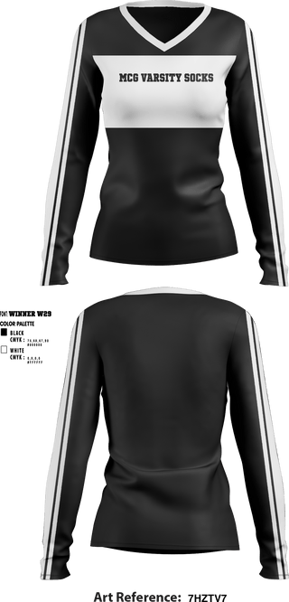 Women's Long Sleeve Vneck Shirt, McG Varsity, School Spirit Store, Teamtime, Team time, sublimation, custom sports apparel, team uniforms, spirit wear, spiritwear, sports uniforms, custom shirts, team store, custom team store, fundraiser sports, apparel fundraiser