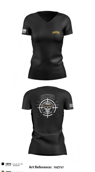 FCSD SNIPER 46569971 Women's Short Sleeve V-neck Shirt - 1