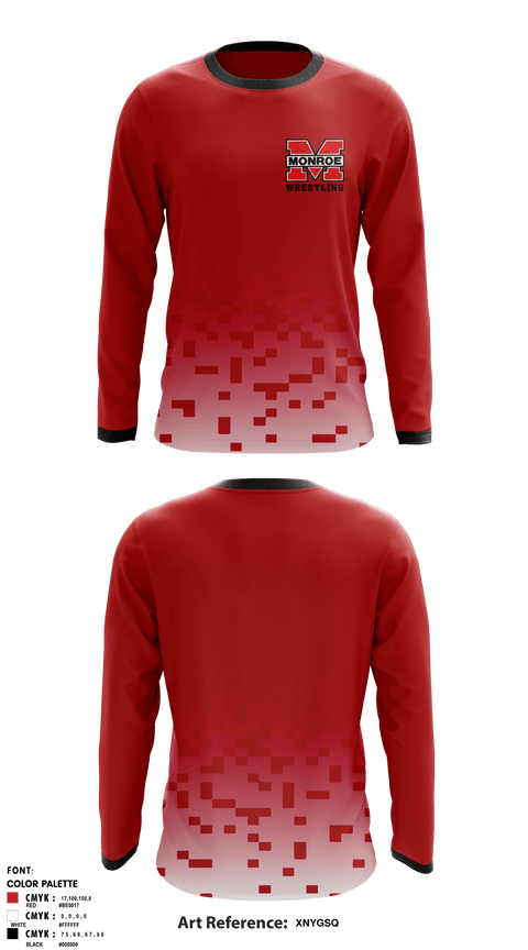 Long Sleeve Rash Guard Shirt, Monroe Middle School, Wrestling, Teamtime, Team time, sublimation, custom sports apparel, team uniforms, spirit wear, spiritwear, sports uniforms, custom shirts, team store, custom team store, fundraiser sports, apparel fundraiser