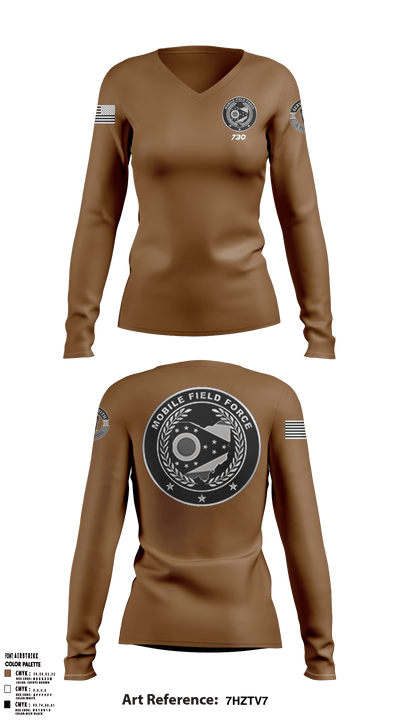 0730 74233775 Women's Long Sleeve V-neck Shirt - 50