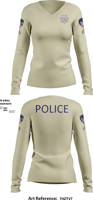 Women's Long Sleeve Vneck Shirt, Willits Little Lake JRTF, Police, Teamtime, Team time, sublimation, custom sports apparel, team uniforms, spirit wear, spiritwear, sports uniforms, custom shirts, team store, custom team store, fundraiser sports, apparel fundraiser