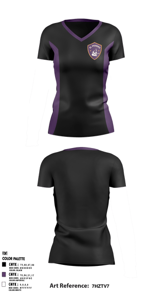 Women's Short Sleeve Vneck Shirt, Downtown College Prep - El Primero High School, Spirit Store, Teamtime, Team time, sublimation, custom sports apparel, team uniforms, spirit wear, spiritwear, sports uniforms, custom shirts, team store, custom team store, fundraiser sports, apparel fundraiser
