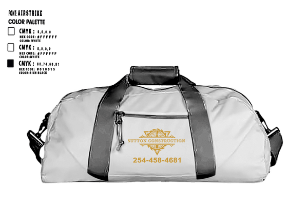 Duffle Bag, Sutton Construction, , Teamtime, Team time, sublimation, custom sports apparel, team uniforms, spirit wear, spiritwear, sports uniforms, custom shirts, team store, custom team store, fundraiser sports, apparel fundraiser