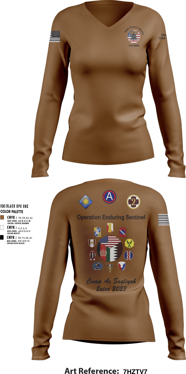 Women's Long Sleeve Vneck Shirt, 145 MMB, Army, Teamtime, Team time, sublimation, custom sports apparel, team uniforms, spirit wear, spiritwear, sports uniforms, custom shirts, team store, custom team store, fundraiser sports, apparel fundraiser