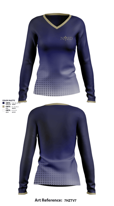 Navy Swimming and Diving 80222264 Women's Long Sleeve V-neck Shirt - 2