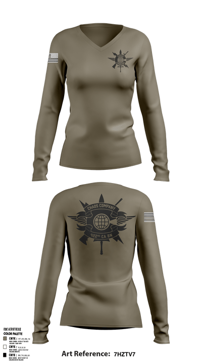 422 CA BN 45970215 Women's Long Sleeve V-neck Shirt - 4