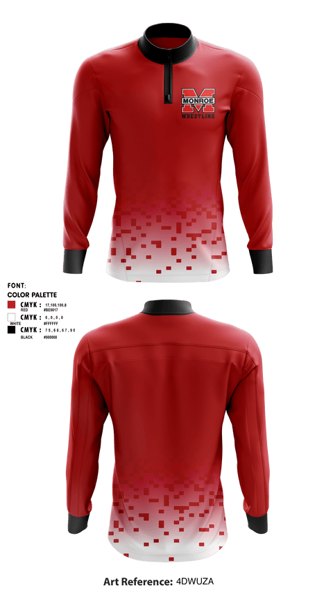 Quarter Zip Jacket, Monroe Middle School, Wrestling, Teamtime, Team time, sublimation, custom sports apparel, team uniforms, spirit wear, spiritwear, sports uniforms, custom shirts, team store, custom team store, fundraiser sports, apparel fundraiser