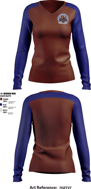 Women's Long Sleeve Vneck Shirt, Miami-Yoder School, Spirit Store, Teamtime, Team time, sublimation, custom sports apparel, team uniforms, spirit wear, spiritwear, sports uniforms, custom shirts, team store, custom team store, fundraiser sports, apparel fundraiser