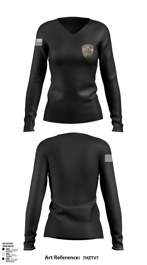 Women's Long Sleeve Vneck Shirt, K9 Unit, Police, Teamtime, Team time, sublimation, custom sports apparel, team uniforms, spirit wear, spiritwear, sports uniforms, custom shirts, team store, custom team store, fundraiser sports, apparel fundraiser