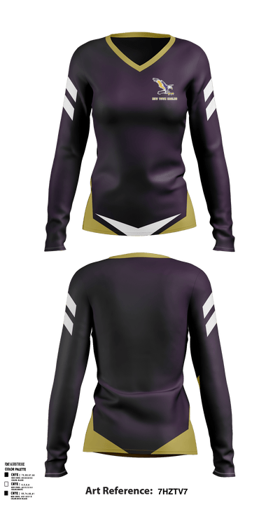 New Town High School Softball 45300181 Women's Long Sleeve V-neck Shirt - 1