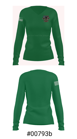 Women's Long Sleeve Vneck Shirt, , Army, Teamtime, Team time, sublimation, custom sports apparel, team uniforms, spirit wear, spiritwear, sports uniforms, custom shirts, team store, custom team store, fundraiser sports, apparel fundraiser