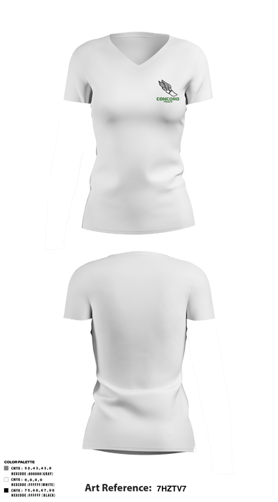 Concord High School Track 53059740 Women's Short Sleeve V-neck Shirt - 5