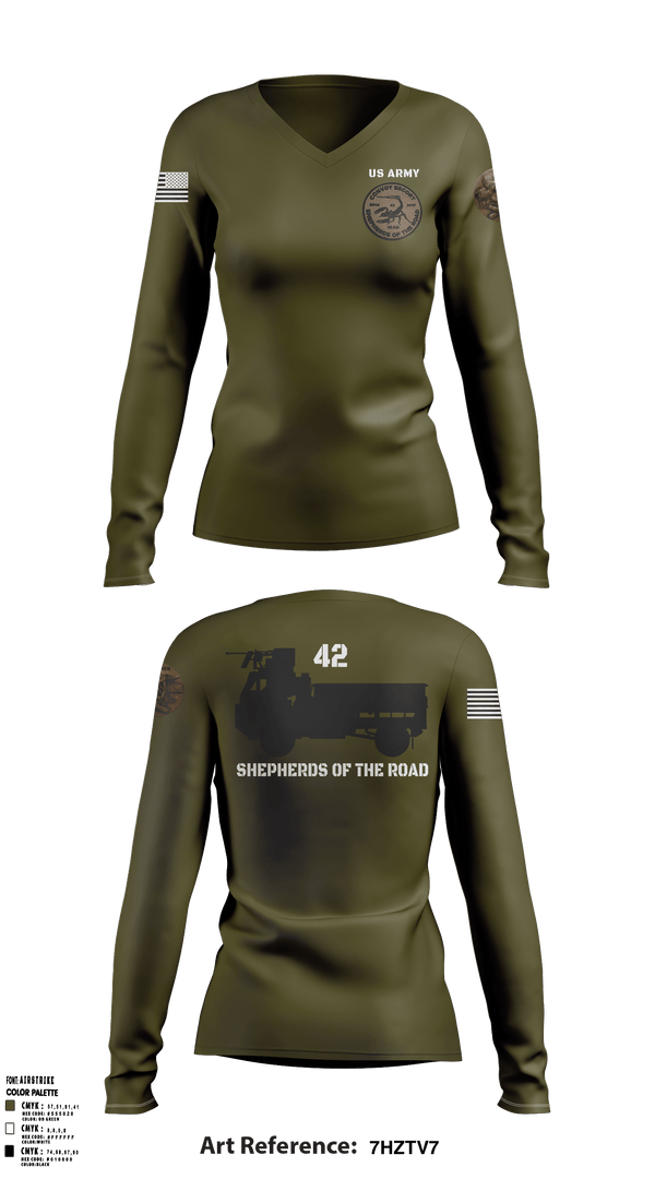 Women's Long Sleeve Vneck Shirt, , Army, Teamtime, Team time, sublimation, custom sports apparel, team uniforms, spirit wear, spiritwear, sports uniforms, custom shirts, team store, custom team store, fundraiser sports, apparel fundraiser