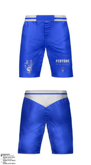Fight Shorts, Peotone Blue Devils, Wrestling, Teamtime, Team time, sublimation, custom sports apparel, team uniforms, spirit wear, spiritwear, sports uniforms, custom shirts, team store, custom team store, fundraiser sports, apparel fundraiser