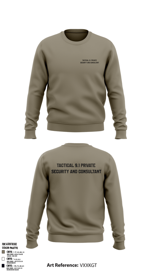 Crew Neck Sweatshirt, Tactical 9.1 Private Security and Security consultant, Police, Teamtime, Team time, sublimation, custom sports apparel, team uniforms, spirit wear, spiritwear, sports uniforms, custom shirts, team store, custom team store, fundraiser sports, apparel fundraiser