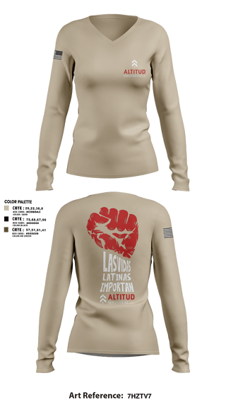 Women's Long Sleeve Vneck Shirt, Altitud Services, Army, Teamtime, Team time, sublimation, custom sports apparel, team uniforms, spirit wear, spiritwear, sports uniforms, custom shirts, team store, custom team store, fundraiser sports, apparel fundraiser