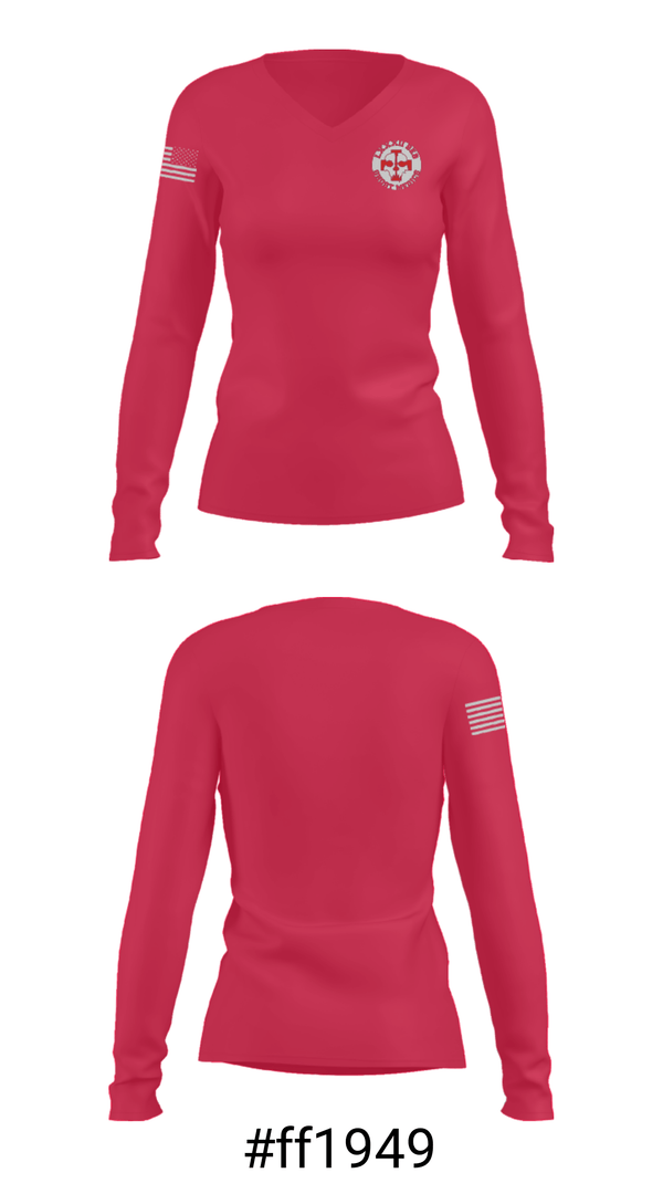 Women's Long Sleeve Vneck Shirt, , Army, Teamtime, Team time, sublimation, custom sports apparel, team uniforms, spirit wear, spiritwear, sports uniforms, custom shirts, team store, custom team store, fundraiser sports, apparel fundraiser