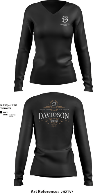 Women's Long Sleeve Vneck Shirt, Davidson Forge, , Teamtime, Team time, sublimation, custom sports apparel, team uniforms, spirit wear, spiritwear, sports uniforms, custom shirts, team store, custom team store, fundraiser sports, apparel fundraiser