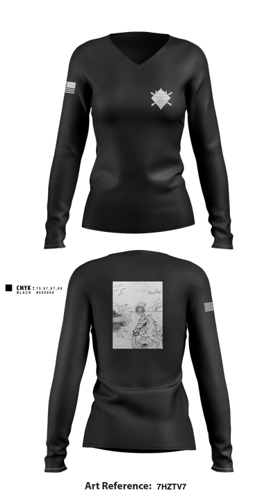 1-163rdFA 54454396 Women's Long Sleeve V-neck Shirt - 1