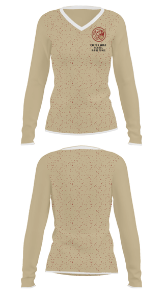 Women's Long Sleeve Vneck Shirt, Carver Middle School Basketball, Men's Basketball, Teamtime, Team time, sublimation, custom sports apparel, team uniforms, spirit wear, spiritwear, sports uniforms, custom shirts, team store, custom team store, fundraiser sports, apparel fundraiser