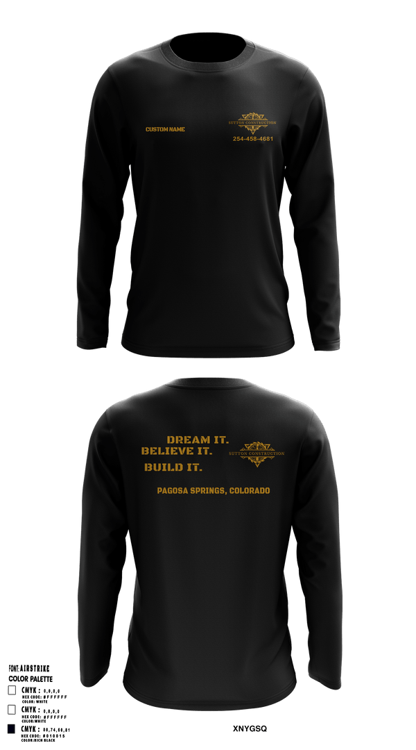 Long Sleeve Performance Shirt, Sutton Construction, , Teamtime, Team time, sublimation, custom sports apparel, team uniforms, spirit wear, spiritwear, sports uniforms, custom shirts, team store, custom team store, fundraiser sports, apparel fundraiser