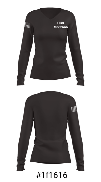USS Montana 25481522 Women's Long Sleeve V-neck Shirt - 36
