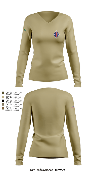 1 marine division fwd 62335436 Women's Long Sleeve V-neck Shirt - 4