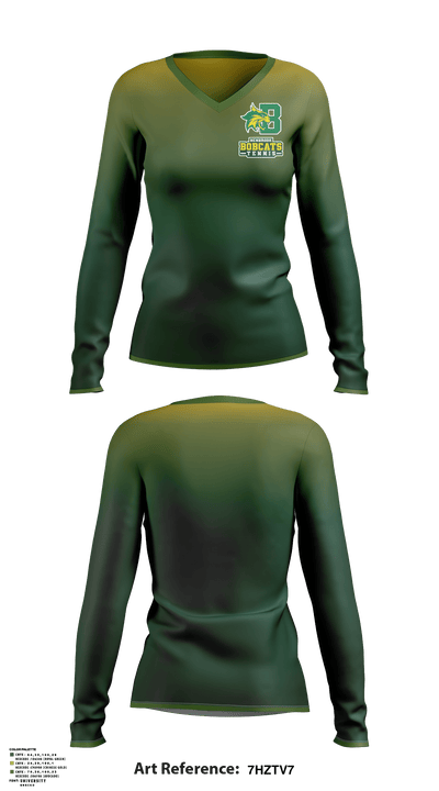 Bobcat Tennis 97138819 Women's Long Sleeve V-neck Shirt - 3