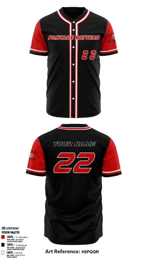 Full Button Baseball Jersey, Pancake Batters, Baseball, Teamtime, Team time, sublimation, custom sports apparel, team uniforms, spirit wear, spiritwear, sports uniforms, custom shirts, team store, custom team store, fundraiser sports, apparel fundraiser
