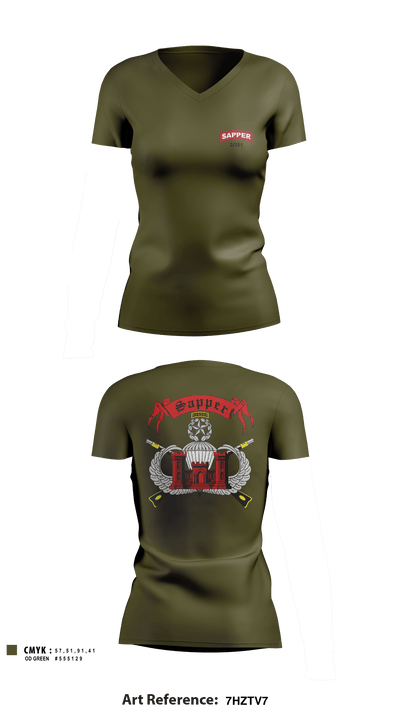 251 EN (SAPPER) 36570937 Women's Short Sleeve V-neck Shirt - 2