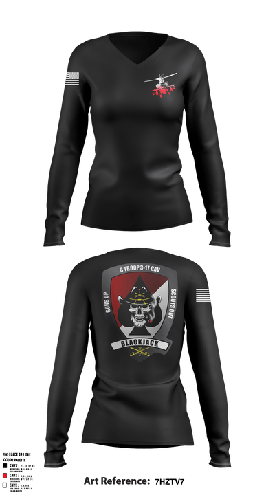 B Troop, 3-17 Cav 24452790 Women's Long Sleeve V-neck Shirt - 1
