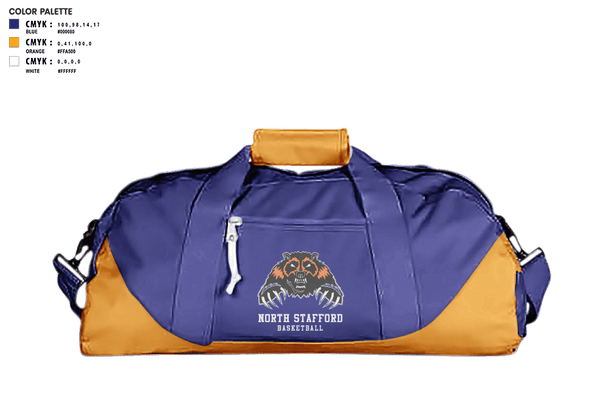 Duffle Bag, North Stafford High School Basketball, Women's Basketball, Teamtime, Team time, sublimation, custom sports apparel, team uniforms, spirit wear, spiritwear, sports uniforms, custom shirts, team store, custom team store, fundraiser sports, apparel fundraiser