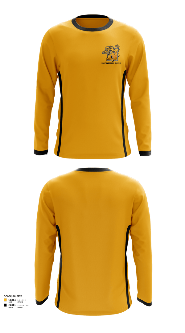 Long Sleeve Performance Shirt, Northwestern Tigers, Football, Teamtime, Team time, sublimation, custom sports apparel, team uniforms, spirit wear, spiritwear, sports uniforms, custom shirts, team store, custom team store, fundraiser sports, apparel fundraiser
