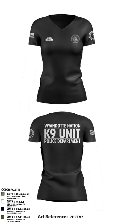 K9 Unit 27578074 Women's Short Sleeve V-neck Shirt - 9