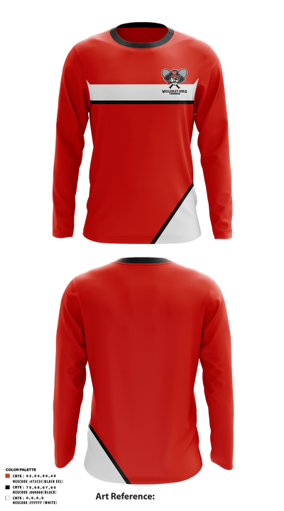 Wellesley High School Girls Tennis 70058026 Long Sleeve Performance Shirt - 1