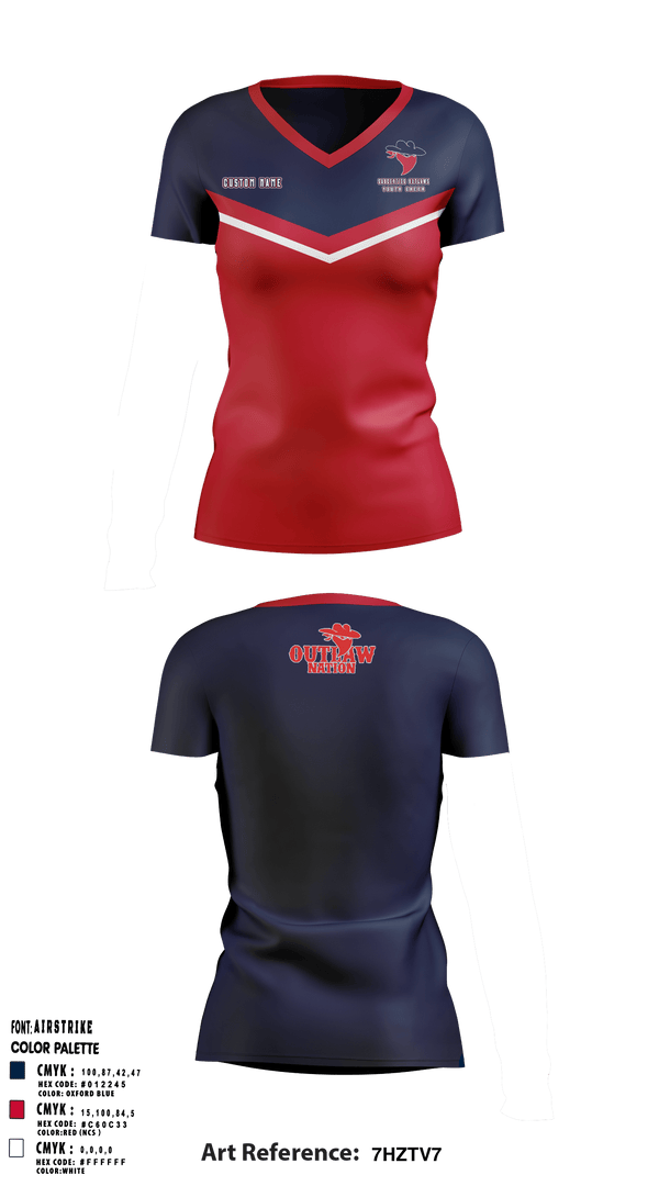 Women's Short Sleeve Vneck Shirt, Saugerties Outlaws, Football, Teamtime, Team time, sublimation, custom sports apparel, team uniforms, spirit wear, spiritwear, sports uniforms, custom shirts, team store, custom team store, fundraiser sports, apparel fundraiser