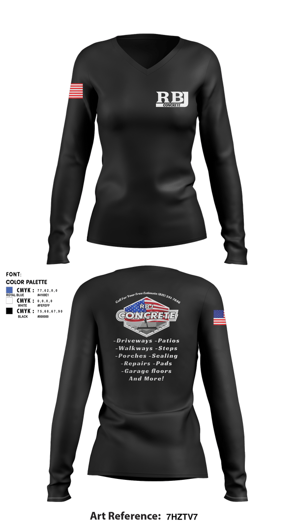 Women's Long Sleeve Vneck Shirt, RBJ Concrete, , Teamtime, Team time, sublimation, custom sports apparel, team uniforms, spirit wear, spiritwear, sports uniforms, custom shirts, team store, custom team store, fundraiser sports, apparel fundraiser