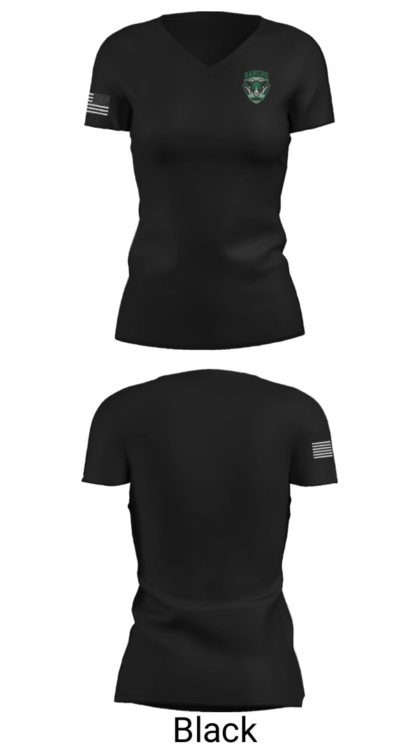 Women's Short Sleeve Vneck Shirt, Rancho Rams, Cross Country, Teamtime, Team time, sublimation, custom sports apparel, team uniforms, spirit wear, spiritwear, sports uniforms, custom shirts, team store, custom team store, fundraiser sports, apparel fundraiser