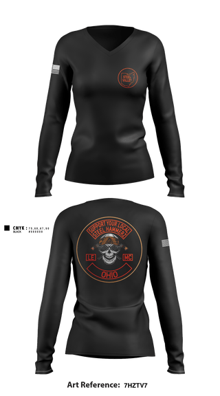 Women's Long Sleeve Vneck Shirt, Support steel hammerz, Police, Teamtime, Team time, sublimation, custom sports apparel, team uniforms, spirit wear, spiritwear, sports uniforms, custom shirts, team store, custom team store, fundraiser sports, apparel fundraiser