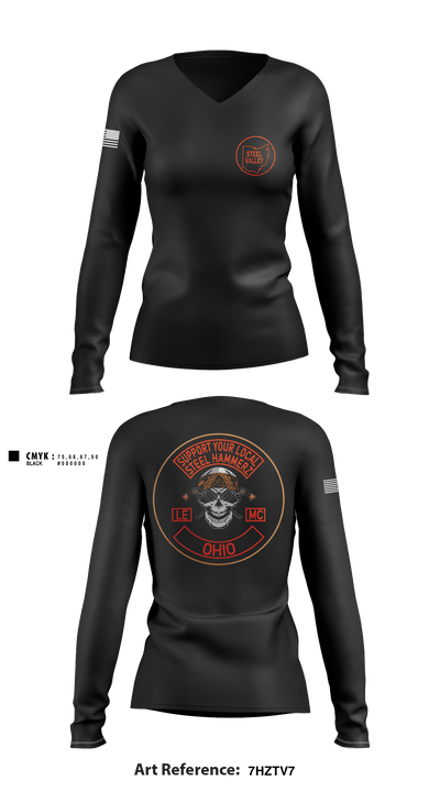 Support steel hammerz 94341085 Women's Long Sleeve V-neck Shirt - 2