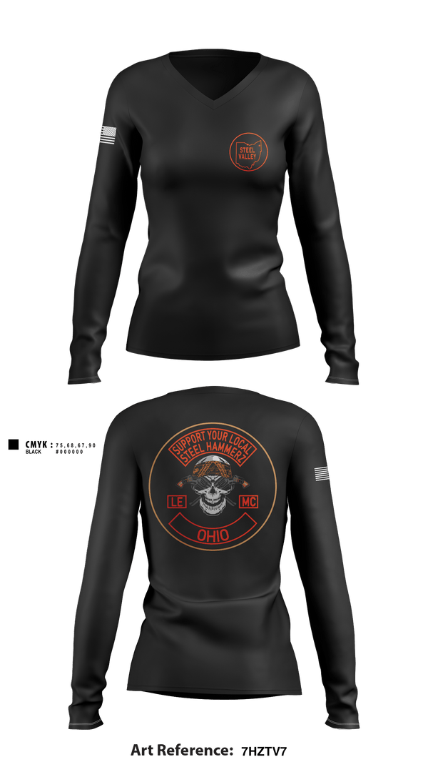 Women's Long Sleeve Vneck Shirt, Support steel hammerz, Police, Teamtime, Team time, sublimation, custom sports apparel, team uniforms, spirit wear, spiritwear, sports uniforms, custom shirts, team store, custom team store, fundraiser sports, apparel fundraiser