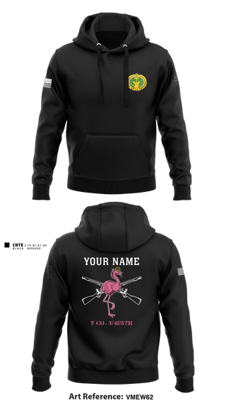 Hoodie, Flamingo Co F 3/485 IN, Army, Teamtime, Team time, sublimation, custom sports apparel, team uniforms, spirit wear, spiritwear, sports uniforms, custom shirts, team store, custom team store, fundraiser sports, apparel fundraiser
