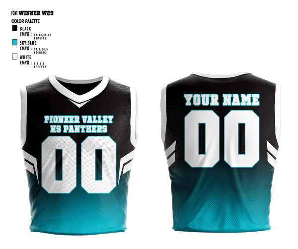 Womens Basketball Jersey, Pioneer Valley HS Panthers, Women's Basketball, Teamtime, Team time, sublimation, custom sports apparel, team uniforms, spirit wear, spiritwear, sports uniforms, custom shirts, team store, custom team store, fundraiser sports, apparel fundraiser