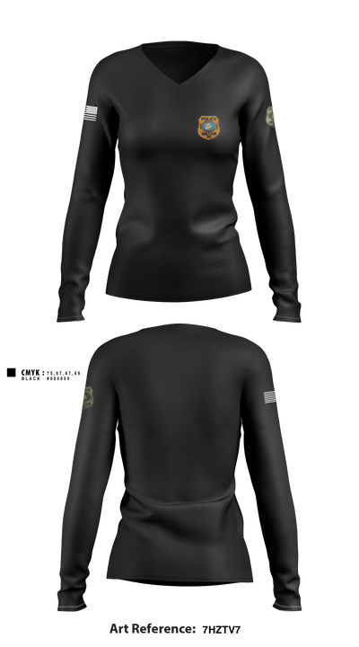 Milton Police Department 34508245 Women's Long Sleeve V-neck Shirt - 1