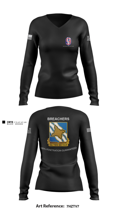 1-390TH TRAINING REGIMENT BRAVO COMPANY 46848242 Women's Long Sleeve V-neck Shirt - 1