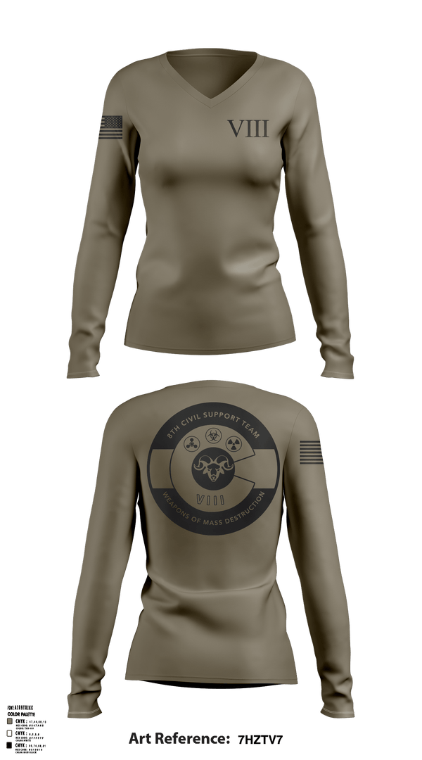 Women's Long Sleeve Vneck Shirt, , Army, Teamtime, Team time, sublimation, custom sports apparel, team uniforms, spirit wear, spiritwear, sports uniforms, custom shirts, team store, custom team store, fundraiser sports, apparel fundraiser